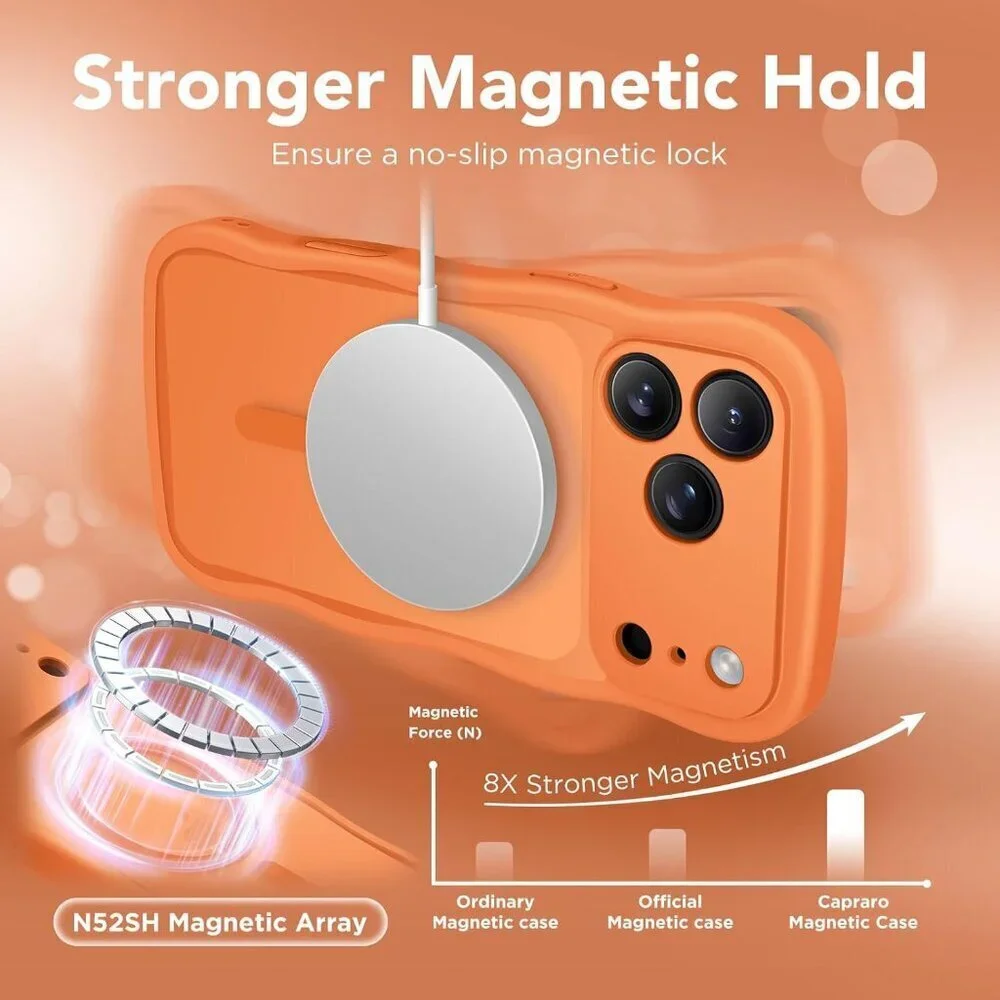 Women Cosmic Orange Iphone 17 Pro Max Case Full Camera Protection Mag Safe
